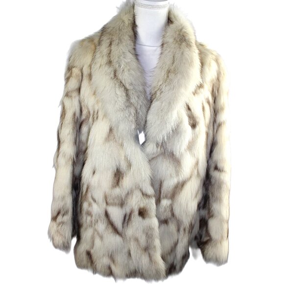 Natural Finland Saga Blue Fox Section Jacket with Shawl Collar, Medium - Picture 4 of 9